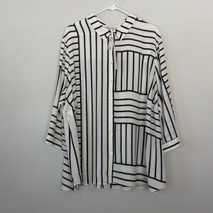 Rose & Olive Black and White Striped Blouse